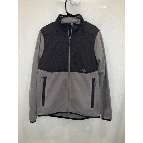 5.11 Tactical Mens Medium Gray Full-Zip Jacket With Black Contrast Fleece & Nylo - Picture 1 of 5